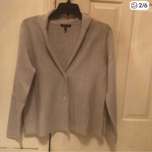 Eileen Fisher tan Single-Button V-Neck Cardigan